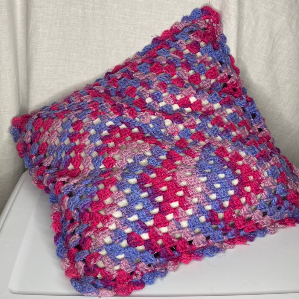 vintage handmade crocheted pillow